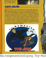 Scan von Ankündigung "Toy-Run" im Reitwagen